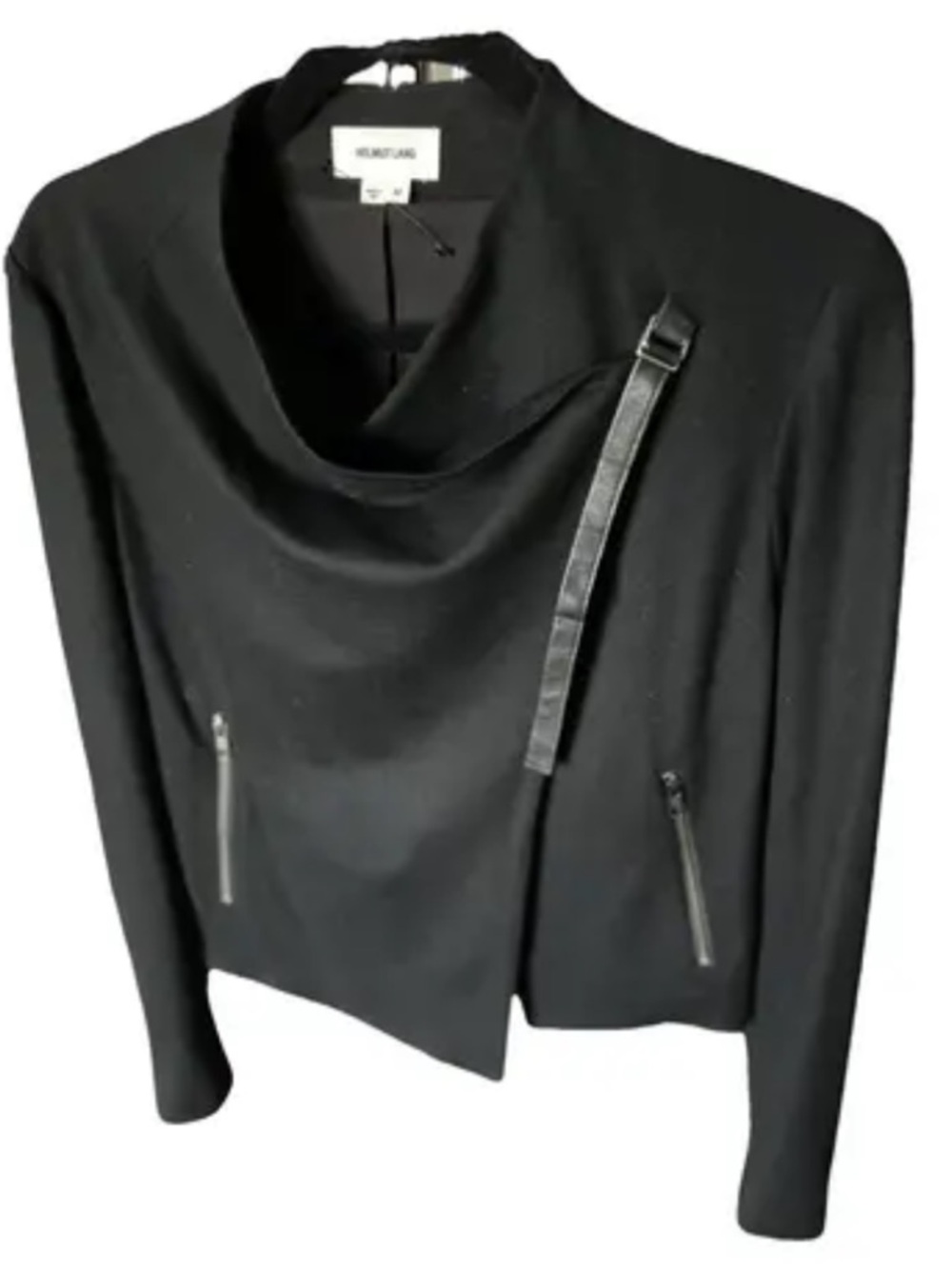 Helmut Lang Sonar Wool Black Asymmetric Zip Blazer Jacket Size S Like New - Picture 4 of 16